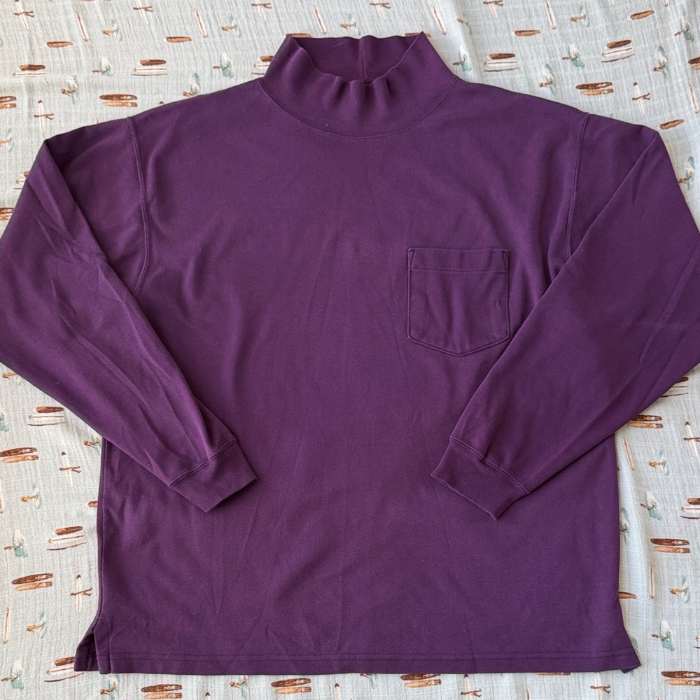 Vintage L.L. Bean Deep Purple Mock Neck Long Sleeve Top